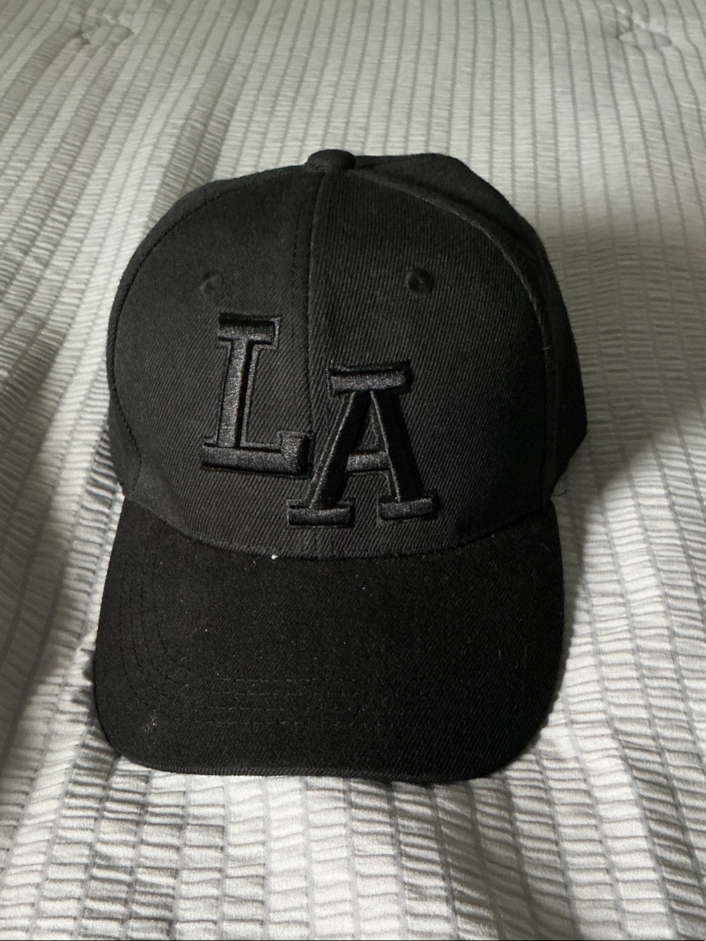 LA Embroidered Black Baseball Cap - Unbranded